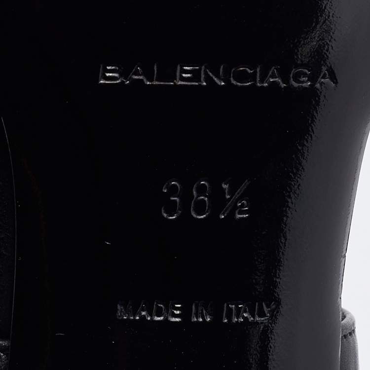 Pre Owned Balenciaga Black Suede and Leather Cutout Ankle Wrap Sandals Size 38.5