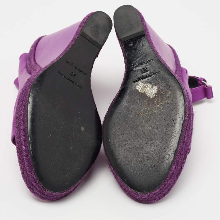 Pre Owned Balenciaga Purple Leather Glove Wedge Sandals Size 39