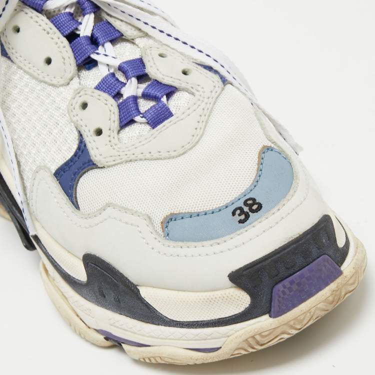 Pre Owned Balenciaga Multicolor Leather and Fabric Triple S Sneakers Size 38