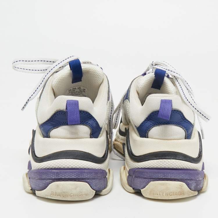 Pre Owned Balenciaga Multicolor Leather and Fabric Triple S Sneakers Size 38