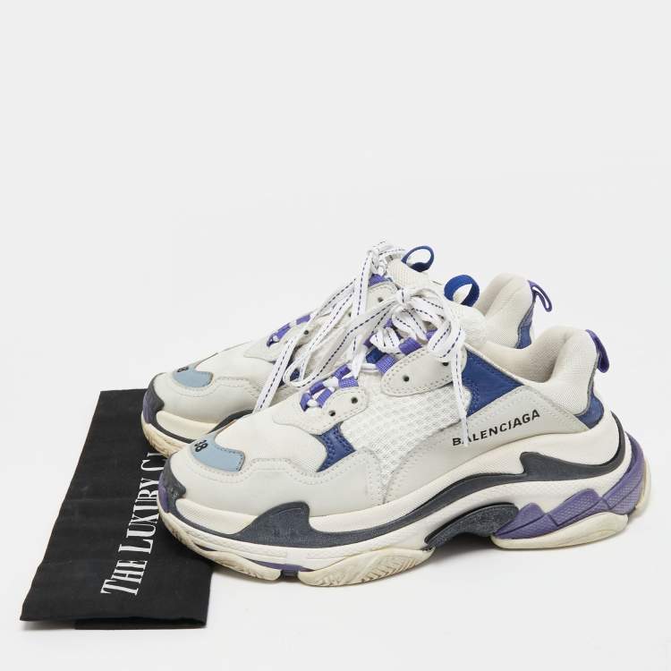Pre Owned Balenciaga Multicolor Leather and Fabric Triple S Sneakers Size 38
