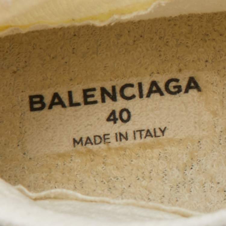 مملوكة مسبقًا Balenciaga Off White Knit Fabric Speed Lace Up High Top Sneakers Size 40