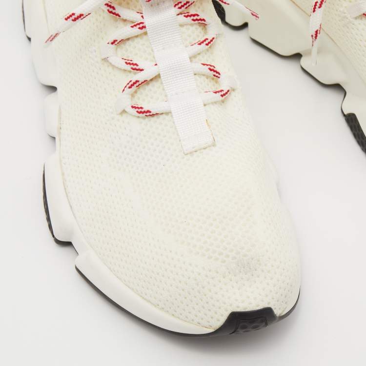 مملوكة مسبقًا Balenciaga Off White Knit Fabric Speed Lace Up High Top Sneakers Size 40