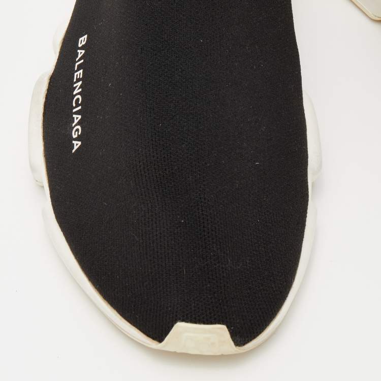 Pre Owned Balenciaga Black Knit Fabric Speed Trainer Slip On Sneakers Size 40