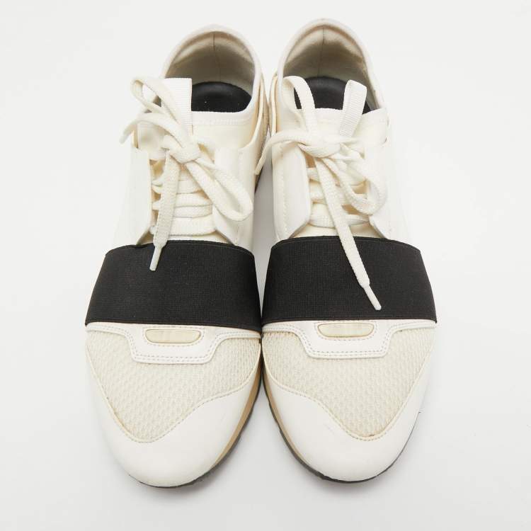 Pre Owned Balenciaga Tricolor Leather and Mesh Race Runner Sneakers Size 38