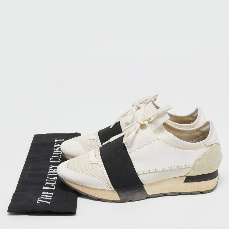 Pre Owned Balenciaga Tricolor Leather and Mesh Race Runner Sneakers Size 38