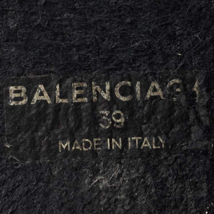 Pre Owned Balenciaga Black/Silver Glitter Fabric Sock Sneakers Size 39