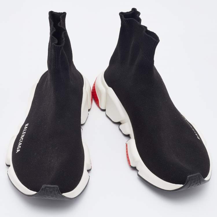 Pre Owned Balenciaga Black Knit Fabric Speed 2.0 Slip On Sneakers Size 39