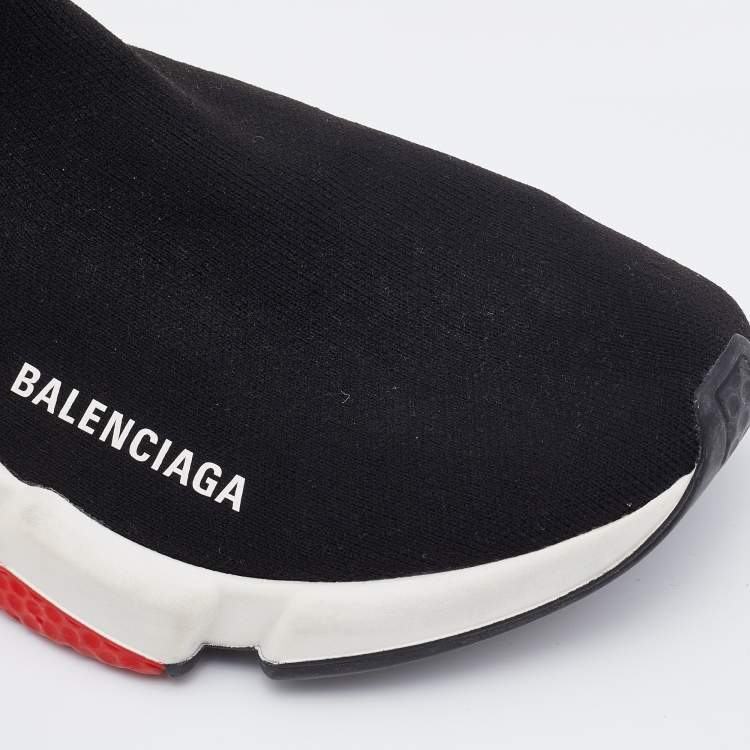 Pre Owned Balenciaga Black Knit Fabric Speed 2.0 Slip On Sneakers Size 39