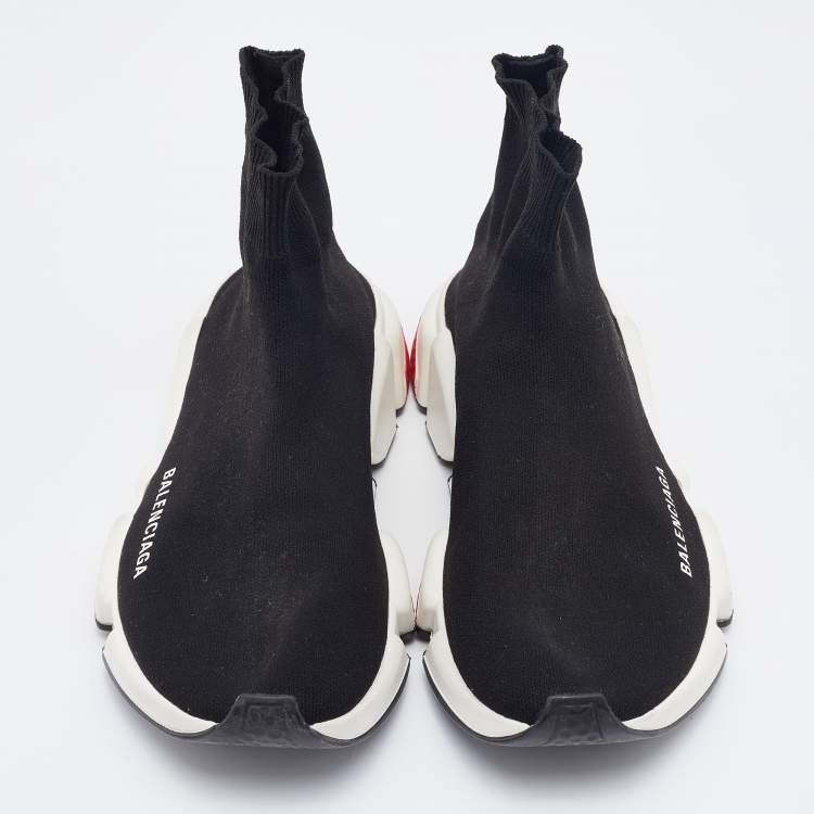 Pre Owned Balenciaga Black Knit Fabric Speed 2.0 Slip On Sneakers Size 39