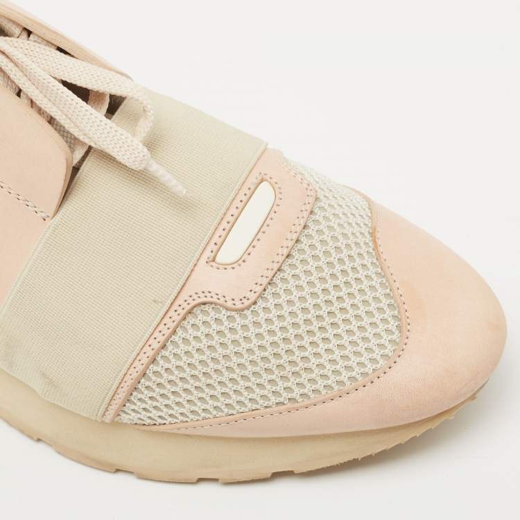Pre Owned Balenciaga Tricolor Leather And Fabric Race Runner Sneakers Size 39
