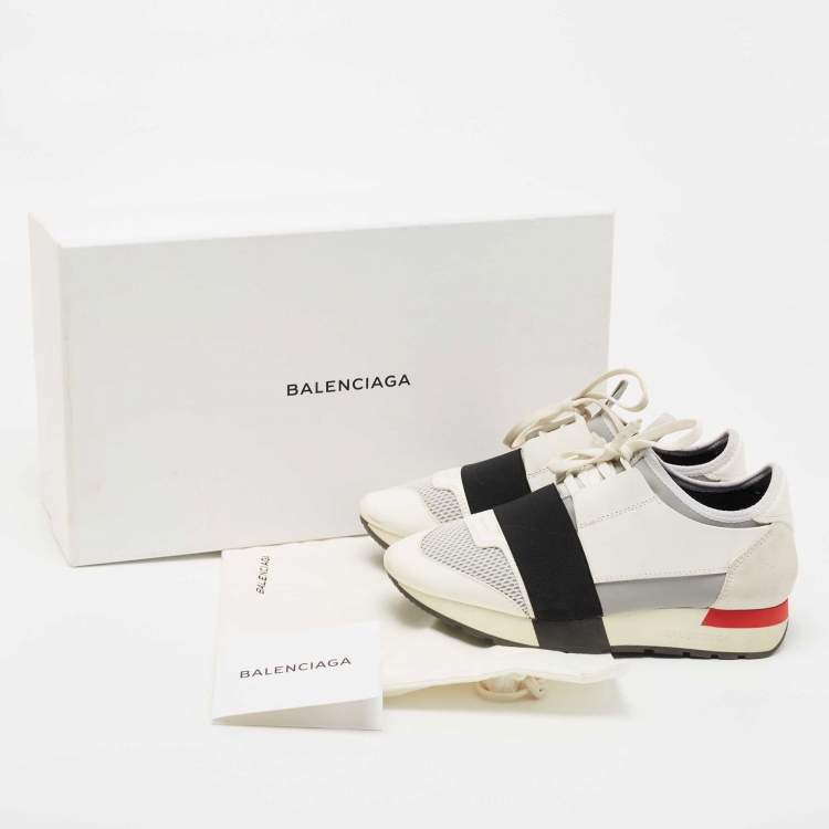 Pre Owned Balenciaga Multicolor Leather and Mesh Race Runner Sneakers Size 36