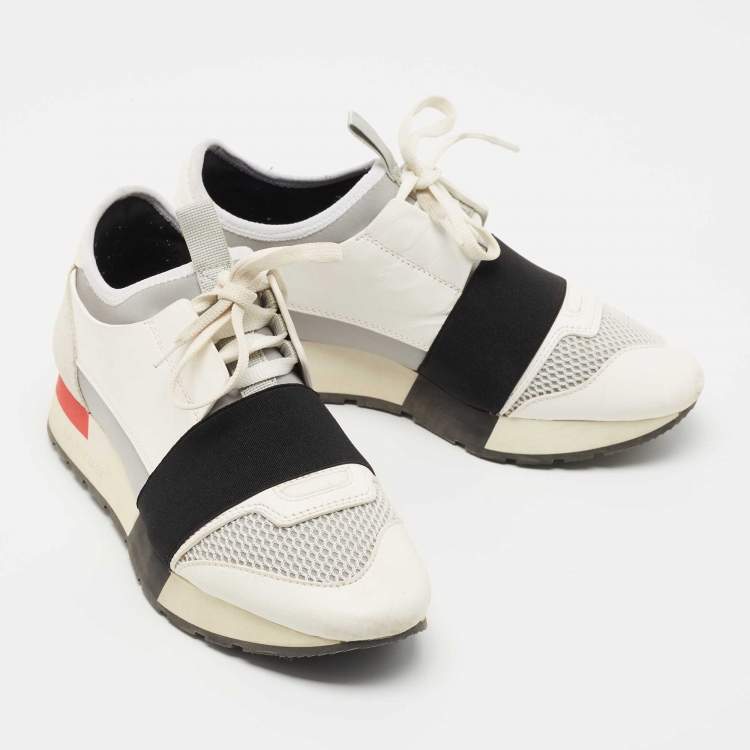 Pre Owned Balenciaga Multicolor Leather and Mesh Race Runner Sneakers Size 36