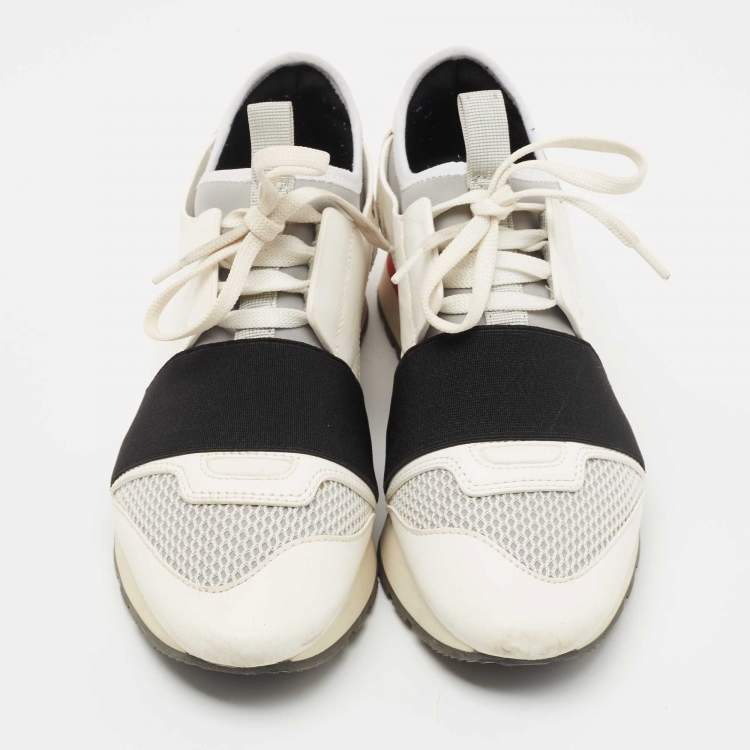Pre Owned Balenciaga Multicolor Leather and Mesh Race Runner Sneakers Size 36