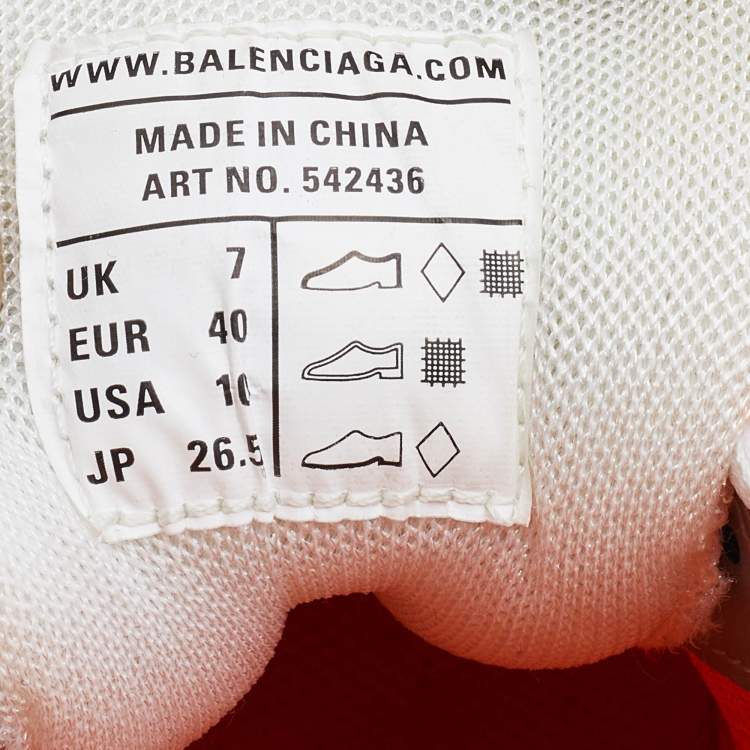 مملوكة مسبقًا Balenciaga White/Orange Leather, Neoprene and Mesh Track Sneakers Size 40