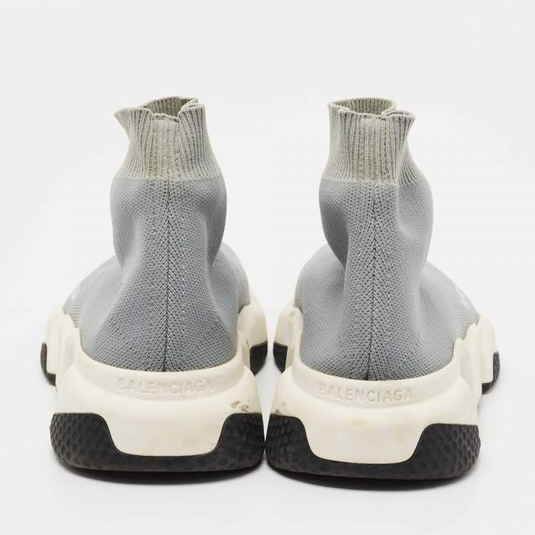 Pre Owned Balenciaga Grey Knit Fabric Speed Trainer Sneakers Size 36