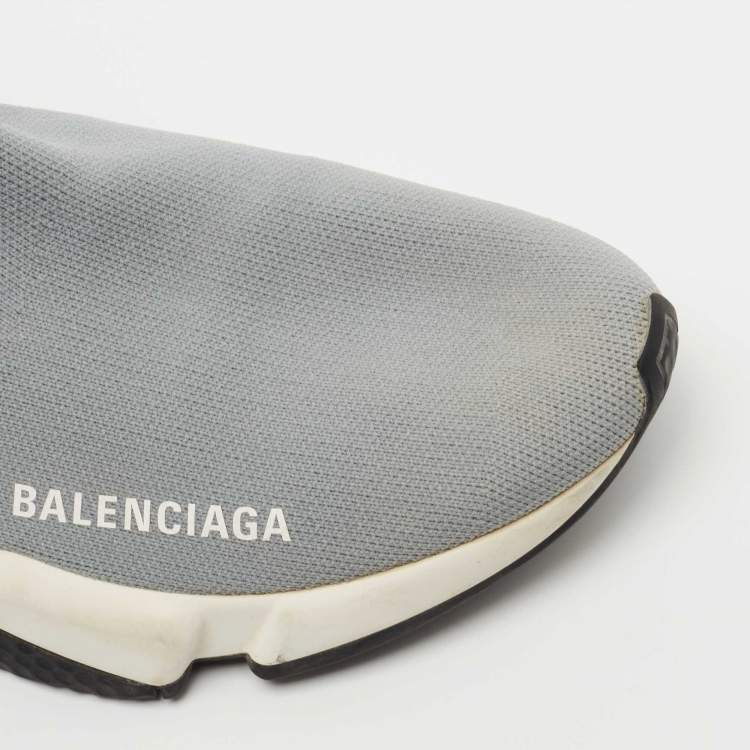 Pre Owned Balenciaga Grey Knit Fabric Speed Trainer Sneakers Size 36