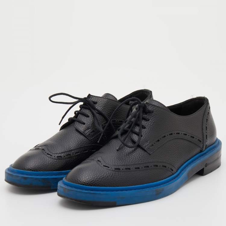 Pre Owned Balenciaga Black Brogue Leather Lace Up Derby Size 38