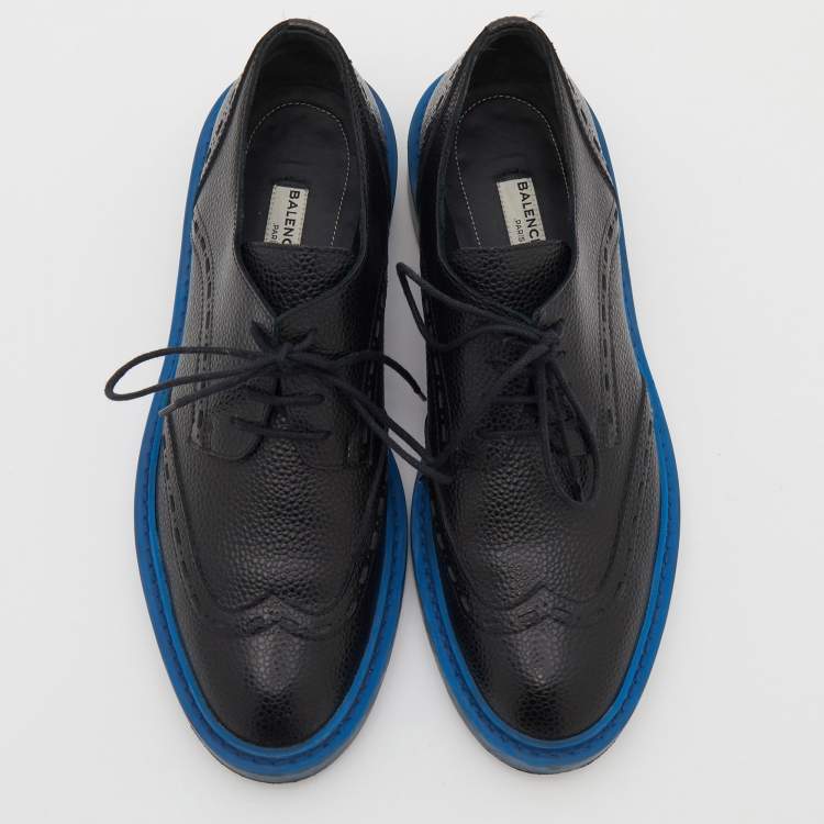 Pre Owned Balenciaga Black Brogue Leather Lace Up Derby Size 38
