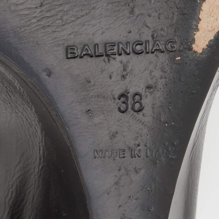 مملوكة مسبقًا Balenciaga Black Leather Studded Arena Wedge Mules Size 38