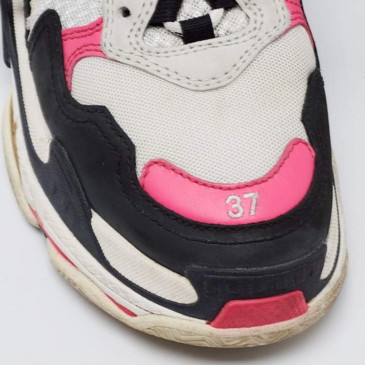 Pre Owned Balenciaga Multicolor Leather and Mesh Track Sneakers Size 37