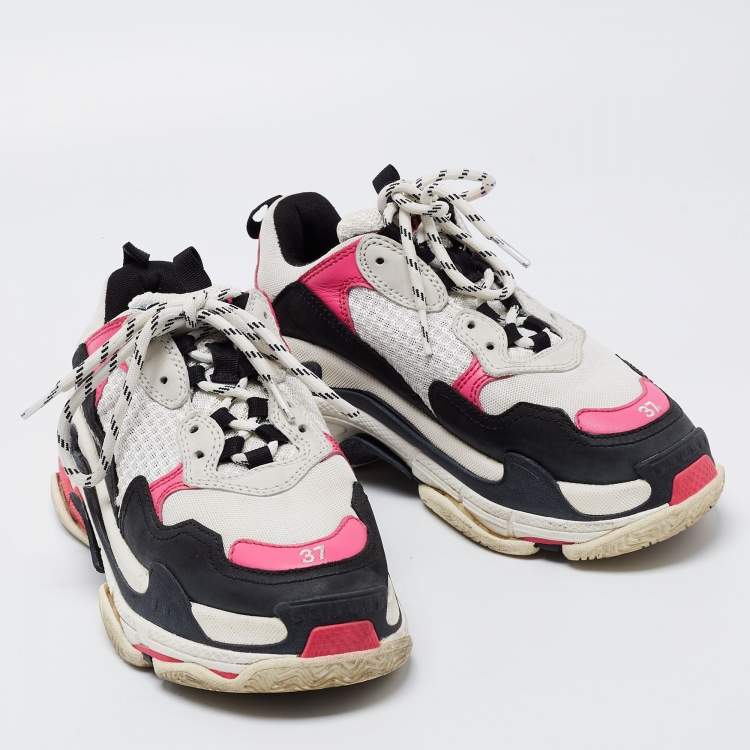 Pre Owned Balenciaga Multicolor Leather and Mesh Track Sneakers Size 37