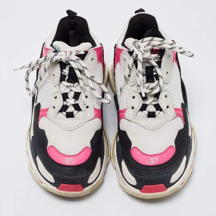 Pre Owned Balenciaga Multicolor Leather and Mesh Track Sneakers Size 37