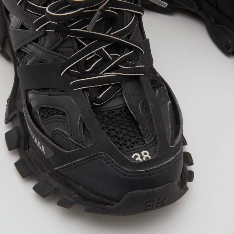 مملوكة مسبقًا Balenciaga Black Neoprene, Leather and Mesh Track Sneakers Size 38