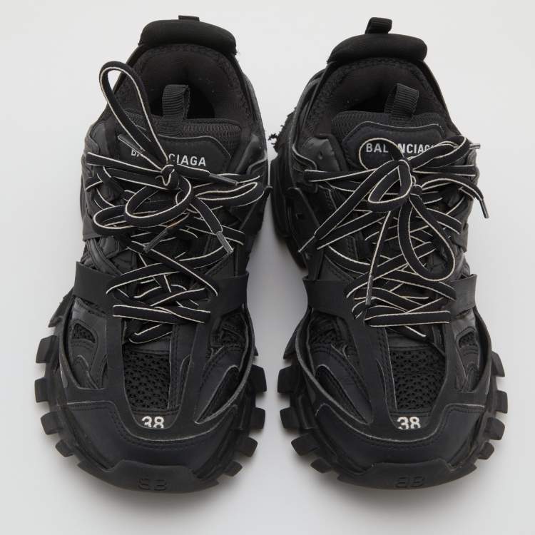 مملوكة مسبقًا Balenciaga Black Neoprene, Leather and Mesh Track Sneakers Size 38