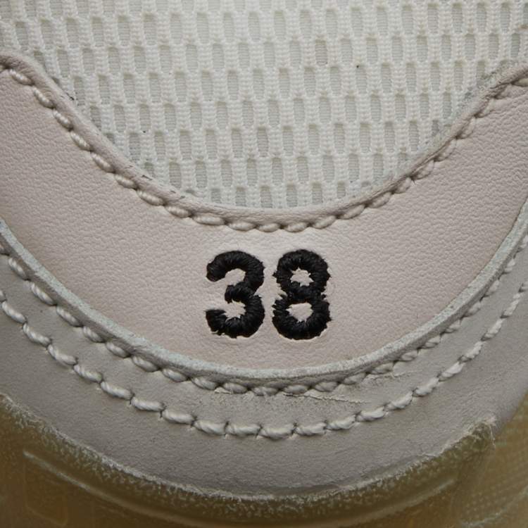 Pre Owned Balenciaga White Leather and Mesh Triple S Clear Sneakers Size 38