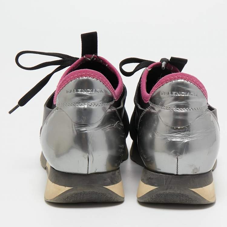 Pre Owned Balenciaga Tricolor Leather and Mesh Race Runner Sneakers Size 38