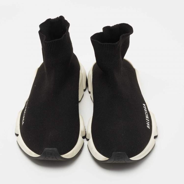Pre Owned Balenciaga Black Knit Fabric Speed Trainer Sneakers Size 37