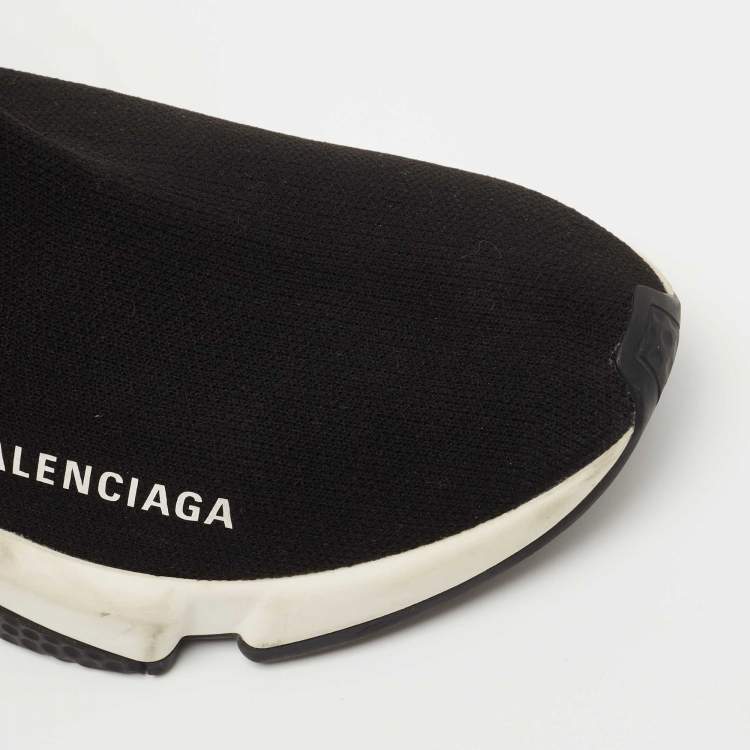 Pre Owned Balenciaga Black Knit Fabric Speed Trainer Sneakers Size 37
