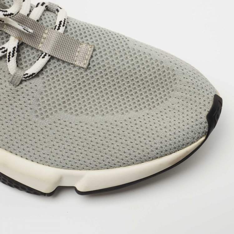 Pre Owned Balenciaga Grey Knit Fabric Speed Lace Up Sneakers Size 40