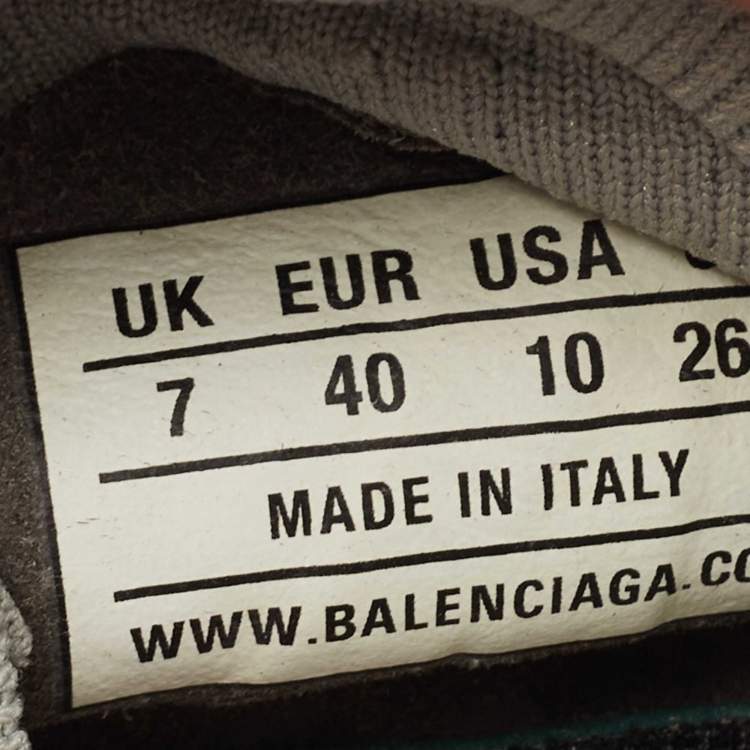 Pre Owned Balenciaga Grey Knit Fabric Speed Lace Up Sneakers Size 40