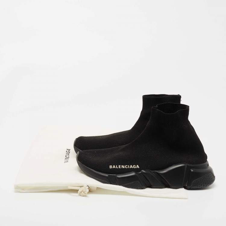 Pre Owned Balenciaga Black Knit Fabric Speed Trainer Sneakers Size 35