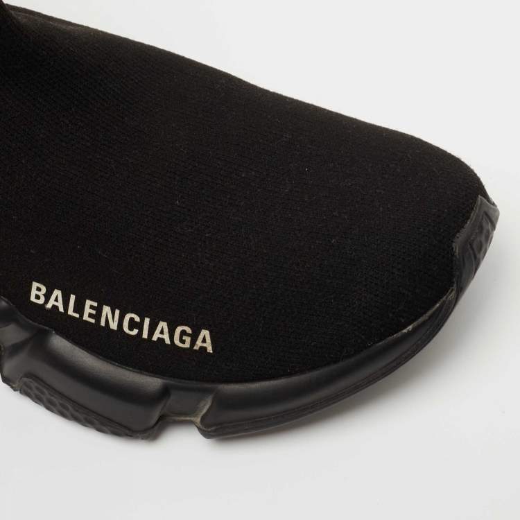 Pre Owned Balenciaga Black Knit Fabric Speed Trainer Sneakers Size 35
