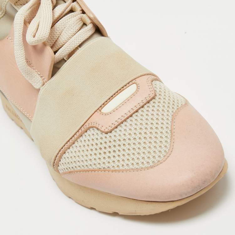 Pre Owned Balenciaga Tricolor Leather and Mesh Race Runner Sneakers Size 38