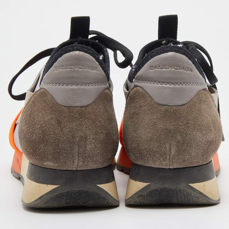 Pre Owned Balenciaga Multicolor Leather, Suede and Mesh Race Runner Sneakers Size 37