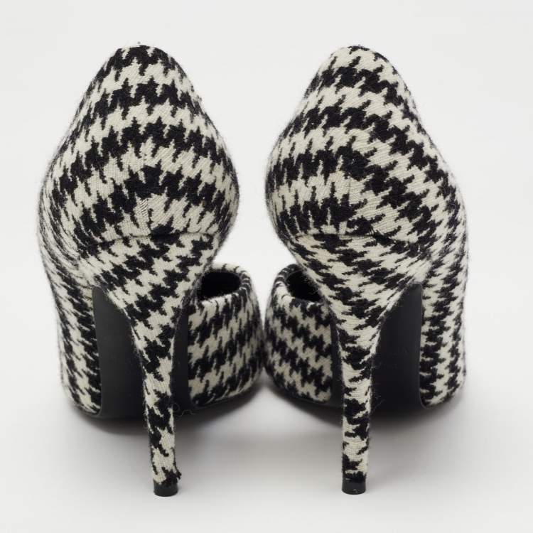 Pre Owned Balenciaga Black/White Tweed BB Pointed Toe D'orsay Pumps Size 39