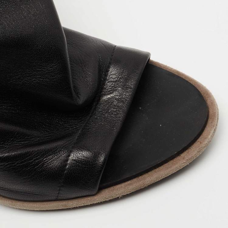 Pre Owned Balenciaga Black Leather Glove Slingback Sandals Size 40