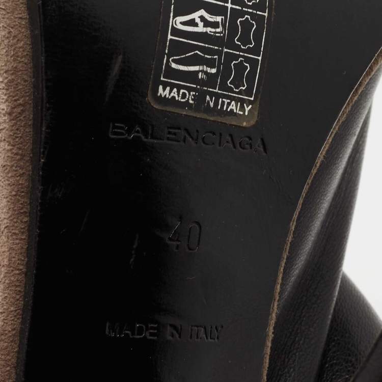 Pre Owned Balenciaga Black Leather Glove Slingback Sandals Size 40