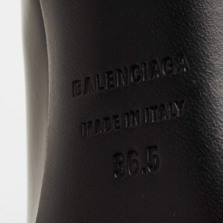 Pre Owned Balenciaga Black Leather Square Toe Mules Size 36.5  