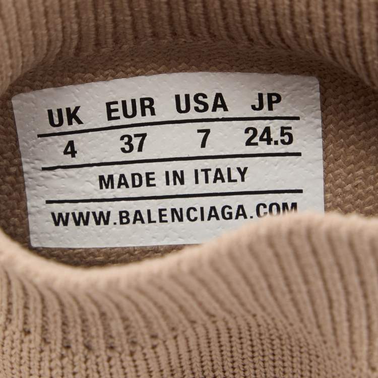 مملوكة مسبقًا Balenciaga Beige Knit Fabric Speed Trainer Slip On Sneakers Size 37