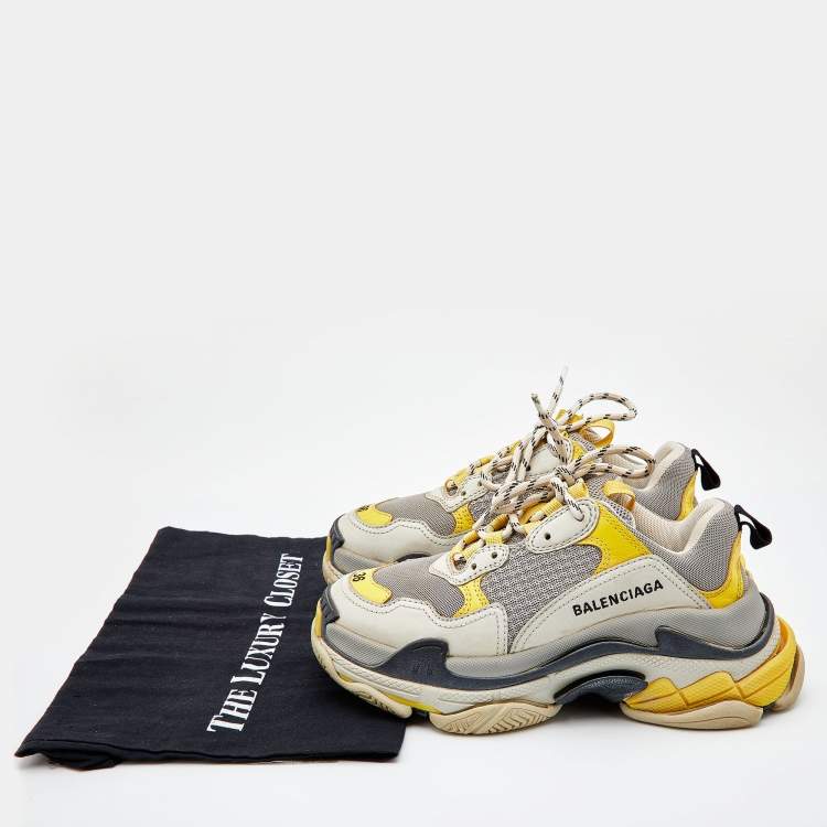 Pre Owned Balenciaga Multicolor Nubuck Leather and Mesh Triple S Sneakers Size 36