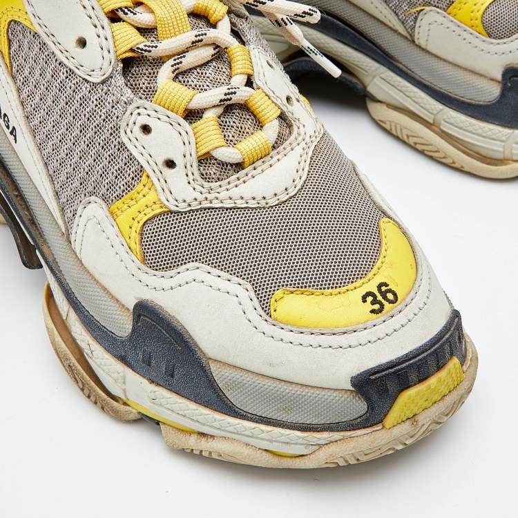 Pre Owned Balenciaga Multicolor Nubuck Leather and Mesh Triple S Sneakers Size 36