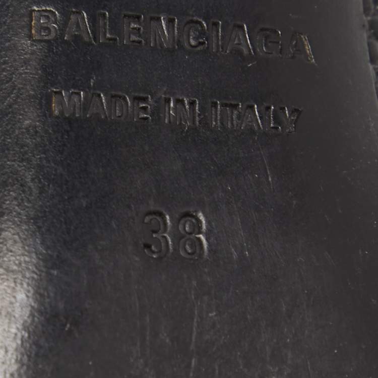 Pre Owned Balenciaga Black Lizard Embossed Leather BB Pumps Size 38
