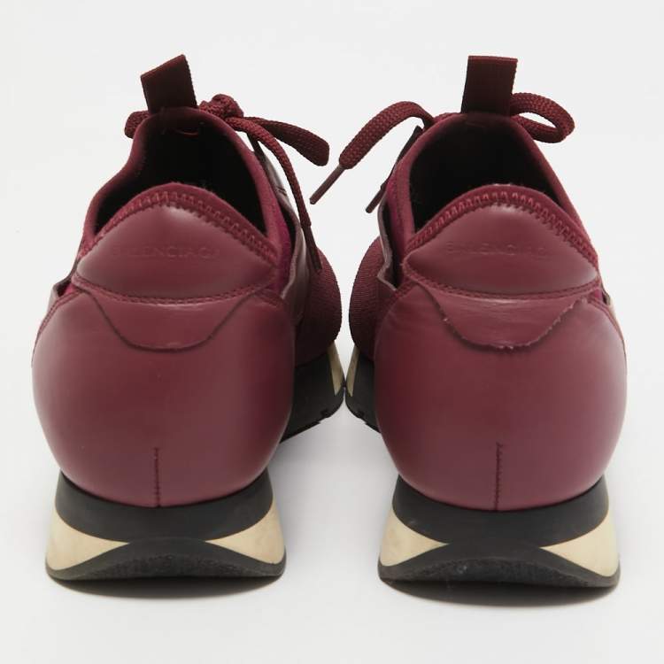 Pre Owned Balenciaga Two Tone Leather, Mesh and Neoprene Race Runner Sneakers Size 38