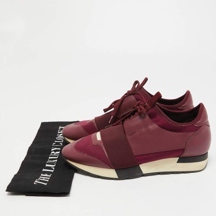 Pre Owned Balenciaga Two Tone Leather, Mesh and Neoprene Race Runner Sneakers Size 38