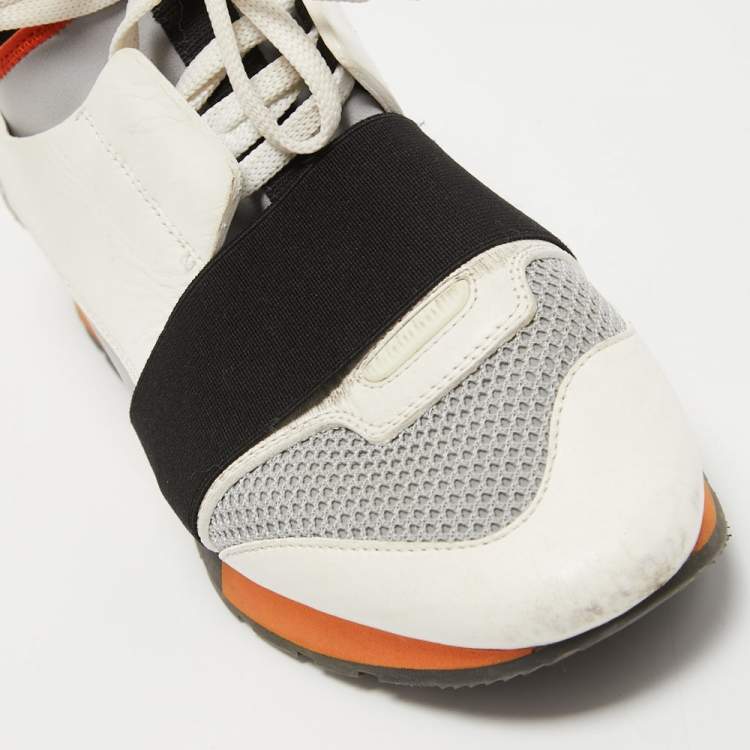 Pre Owned Balenciaga Multicolor Leather, Mesh and Suede Race Runner Sneakers Size 38